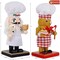 Set of 2 Christmas Nutcracker Figures, 7 Inch Wooden Nutcracker Santa Chef and Gingerbread Man Chef, Large Xmas Nutcracker Tabletop Centerpieces Mantel Shelves Decorations